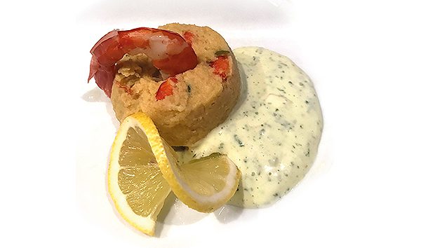 Tortino di fagioli con gamberi