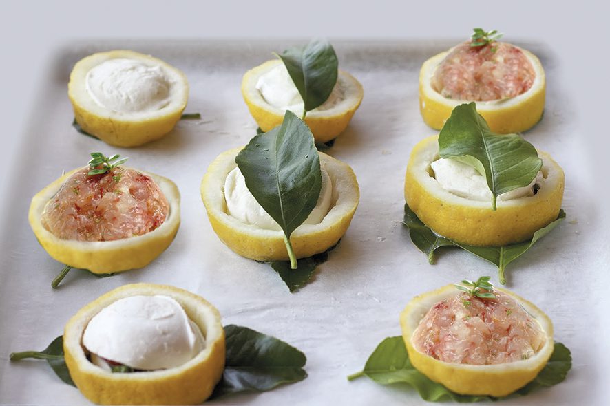 burrata e gambero crudo