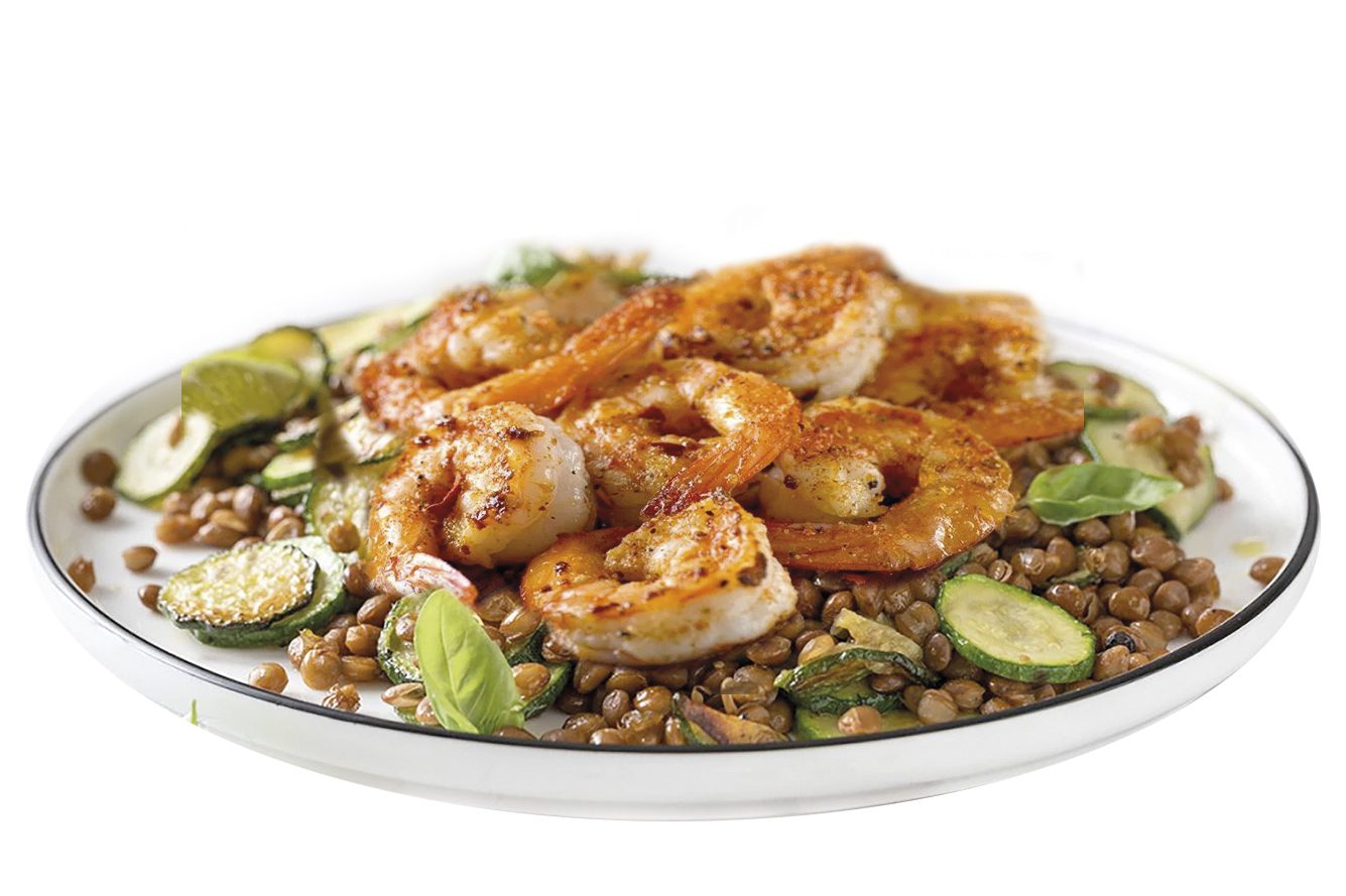 lenticchie, zucchine-gamberi