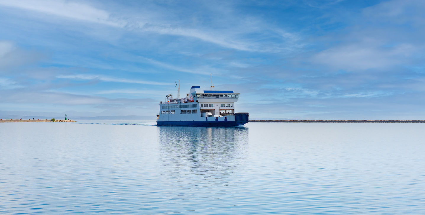 ferry at the entrance to the port