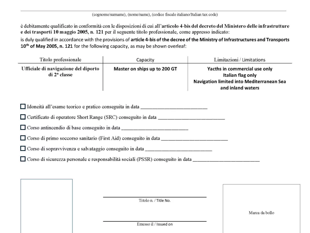 modulo titolo ufficiale