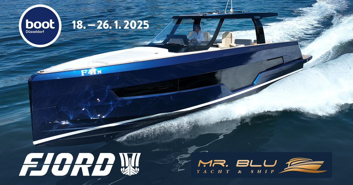 Scopri il Fjord 41 XL al Boot Düsseldorf 2025 con Mr. Blu Yacht & Ship, dealer ufficiale per l’Italia.