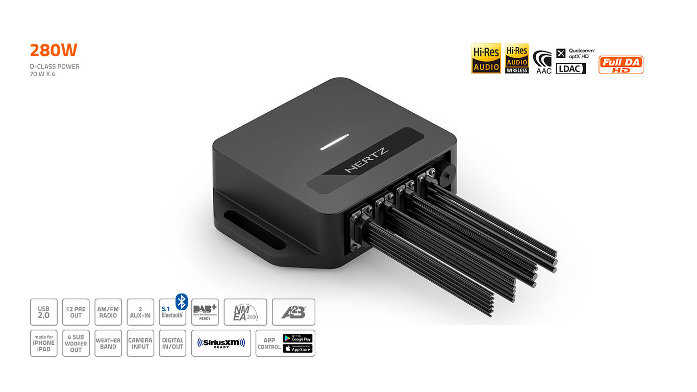 Hertz Marine CAPRI HBB: stereo nautico Hi-Res Audio con NMEA 2000, A2B e installazione nascosta a 599€.