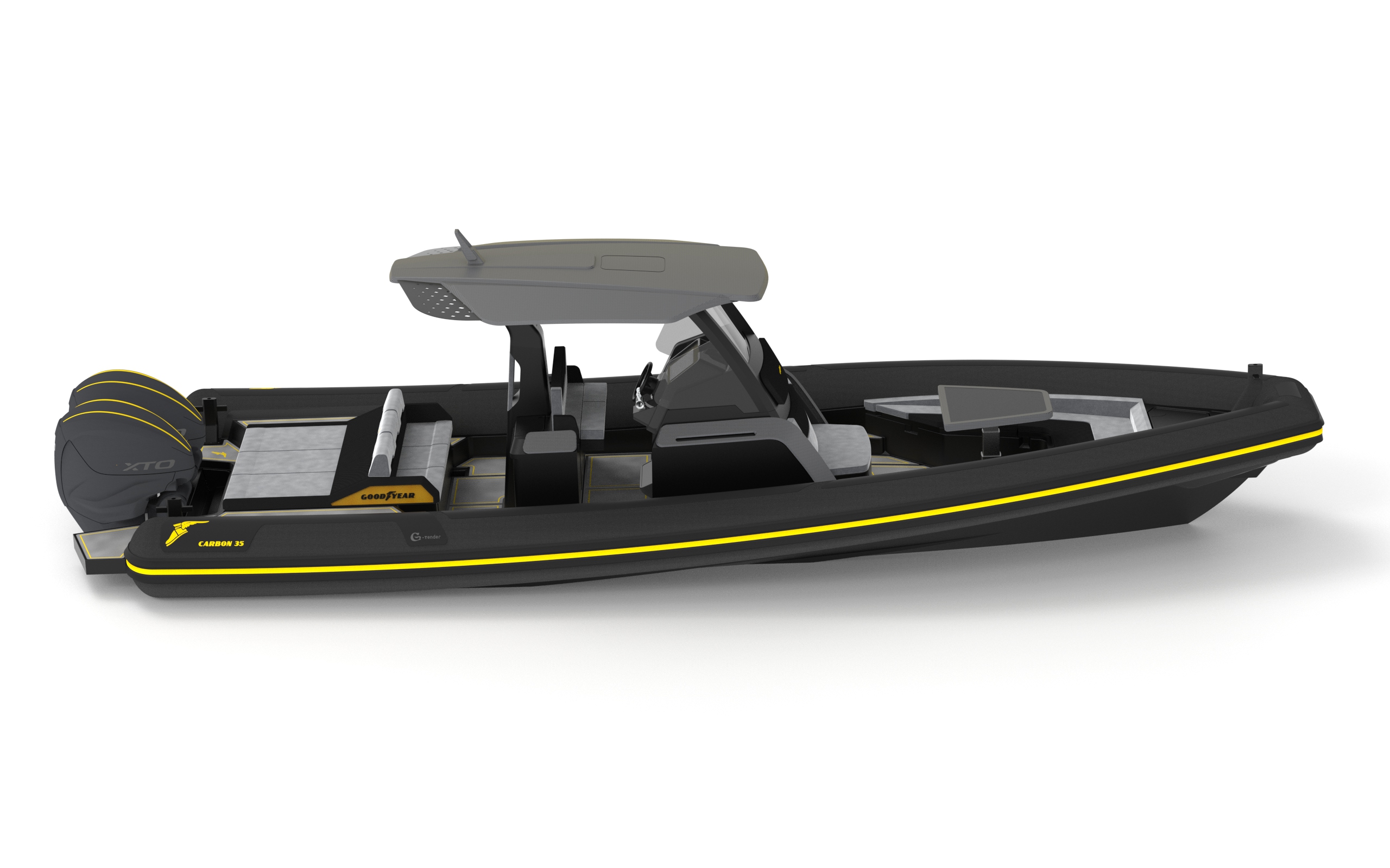 Goodyear debutta nella nautica con Carbon 35: maxi RIB sportivo, lusso Made in Italy e motori Yamaha XTO.